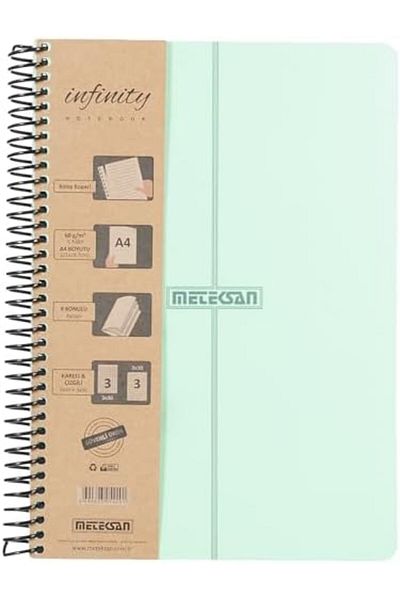 STOREMAX MU-ARTSHOP Seria Infinity Pastel, A4, 6 Subiecte (3 pătrate, 3 linii) 180 de coli PP Copertă spirală