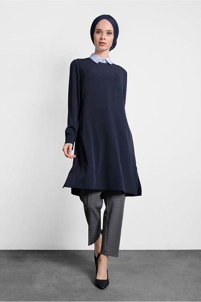Alvina 40169 Model Basic Tunic - Side Slit