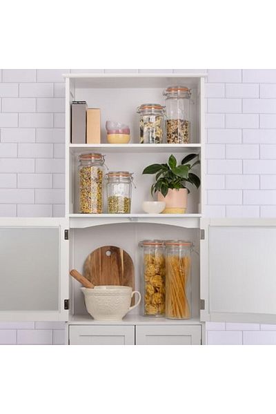 STOREMAX Sellbuystore Spaghetti Faceted Jar, with Latch Lock, 2 Liter Canning Jar, Transparent, 2 Liters