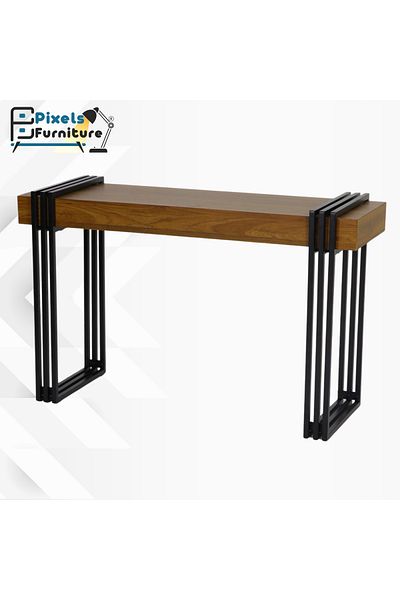 PixelsFurniture Pixel Furniture Console Table, Entryway with Wood Top and Metal Ends, Versatile