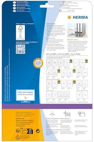 DERİK Derik 5095 Folder Back Labels, 25 Sheets, 192 X 61 Mm, 4 Per A4, 100 Units, Self Ya