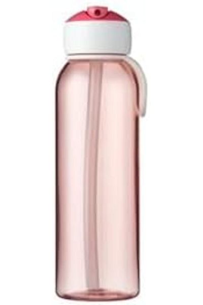 STOREMAX Ntwork – Drink Bottle with Straw Campus Flip-Up 500 ml Pink – Water Bottle with Straw for Children