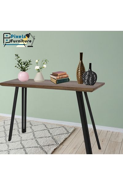 PixelsFurniture Pixel Furniture Console Table, Entryway with Wood Top and Metal Ends, Versatile