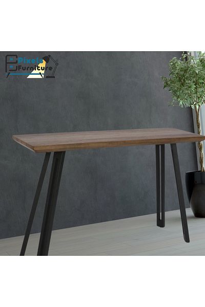 PixelsFurniture Pixel Furniture Console Table, Entryway with Wood Top and Metal Ends, Versatile
