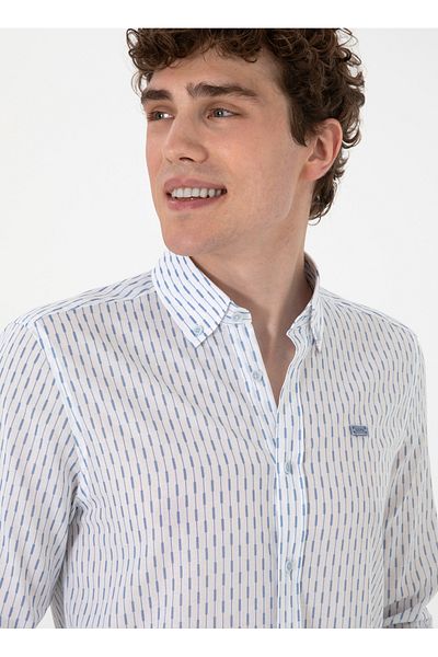 U.S. Polo Assn. Πόλο Ασν. Slim Fit Πουκάμισο Μπλε Ανδρικό Πουκάμισο MELOSTA