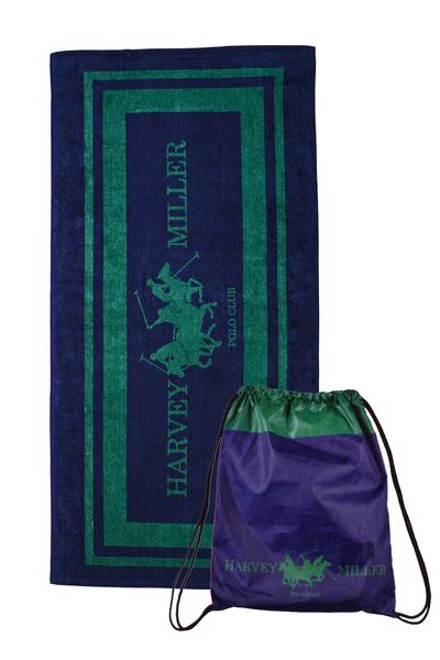 Harvey Miller Polo Club Badetuch Beachtowel mit Beutel, Strandtuch, Saunatuch
