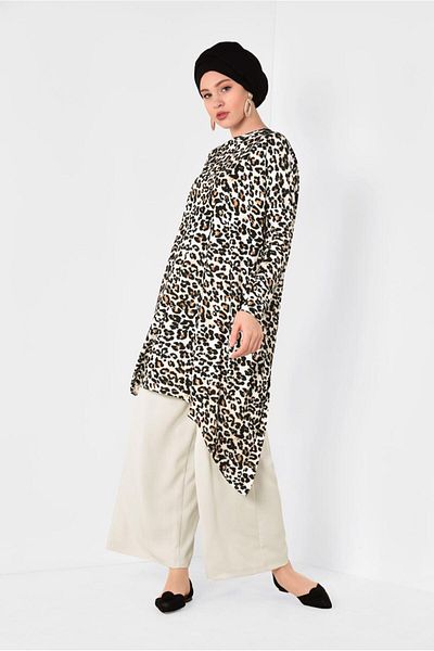 Alvina 4918 Model Leopard Patterned Tunic