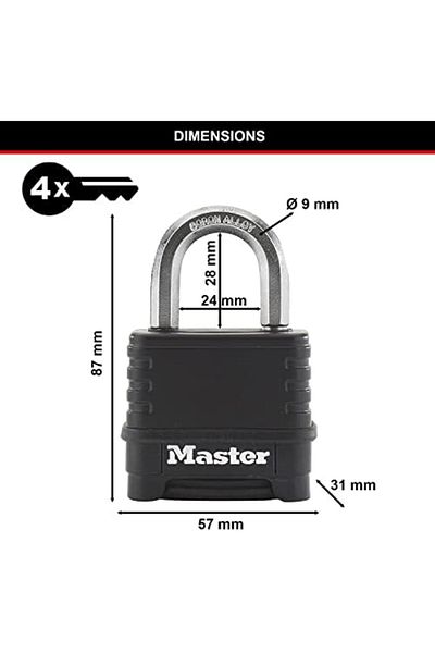 STOREMAX Svticaret Lock Zinc, Thermo Plated Round Padlock 50 Mm, Black Mhm 1053513