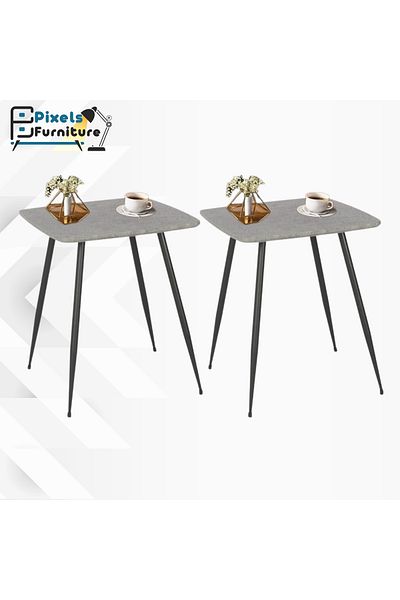 PixelsFurniture Set of 2 Pixel Furniture Square Side Table for Sofa and Bed, Metal Base Table