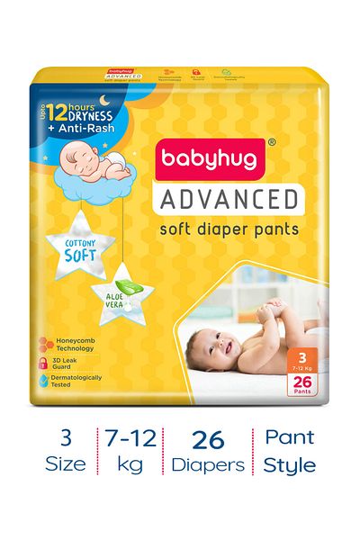 Babyhug Advanced Soft Diaper Pants, Size 3 - 26 Pieces