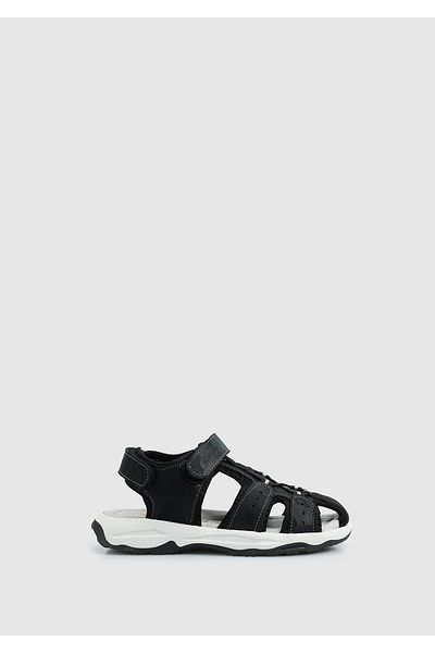 Kiddo Navy Blue Leather Boy's Flat Sandals