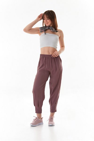 Fulla Moda Shalwar Trousers with Elastic Waist and Pockets
