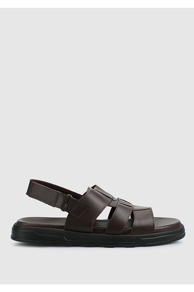 Eclipse Καφέ δερμάτινα ανδρικά πέδιλα Comfort