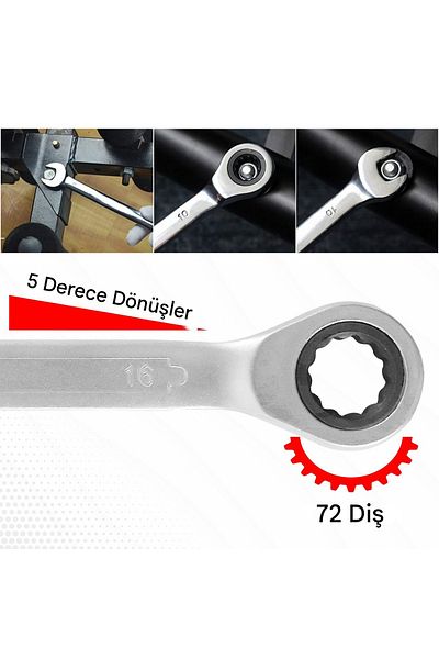 Badem10 Ratchet Wrench Set 7-Piece Set Open Mouth Flat and Ratchet Combined Wrench 8-10-12-13-14-17-19 mm