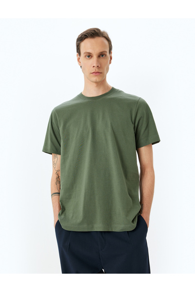 Koton Βαμβακερό μπλουζάκι με κοντό μανίκι με κανονική εφαρμογή