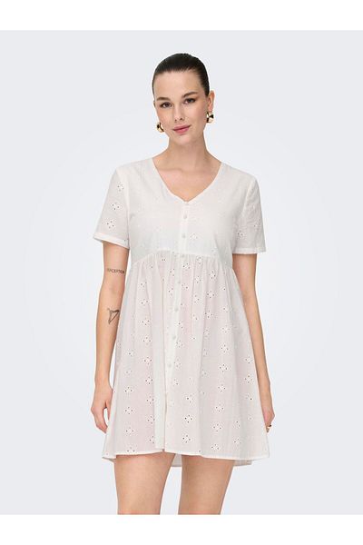 JDY Kleid Normal geschnitten V-Ausschnitt Voluminöser Armschnitt Midikleid