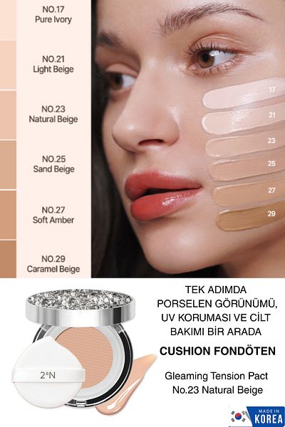 2aN Compact Foundation- Porcelain Finish, Uv Protection, All-Day Moisturizing Effect No.23 Natural Beige