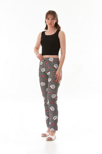 Fulla Moda Partea de jos de pijama imprimată cu pisici