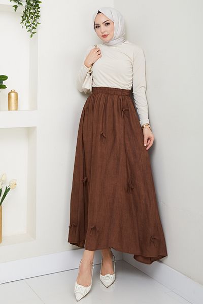 InStyle Fusta maro amar cu detaliu fund și talie elastică