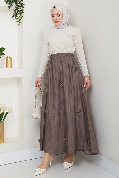 InStyle Fusta din nurcă cu detaliu fundă și talie elastică