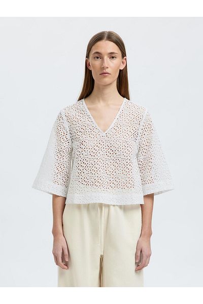 Selected Femme Crop Top Broderie Anglaise