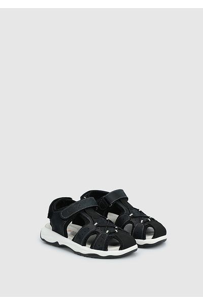Kiddo Navy Blue Leather Boy's Flat Sandals