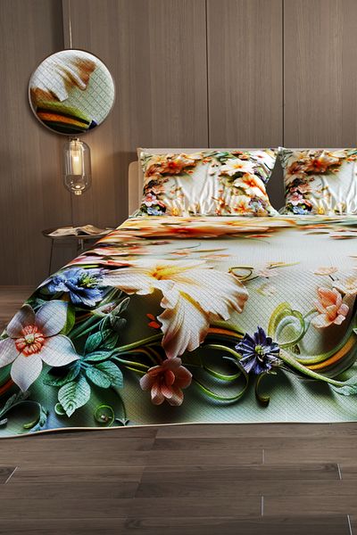 MonoHome Pique Set Cotton Double Jacquard Woven Bedspread Botanical