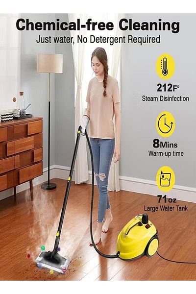 ET-LIFE Steam Cleaner, 5Bar Steam Pressure, 2000W, 2L, for Floor/Car/Sofa/Kitchen/Toilet/Washer/Housekeeping