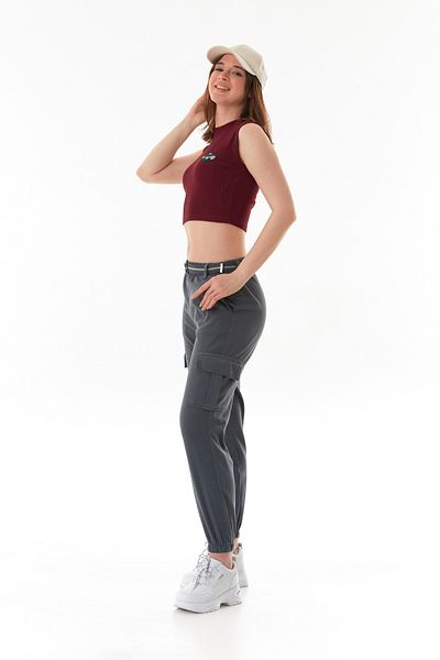 Fulla Moda Belted Cargo Pocket Jogger Pants