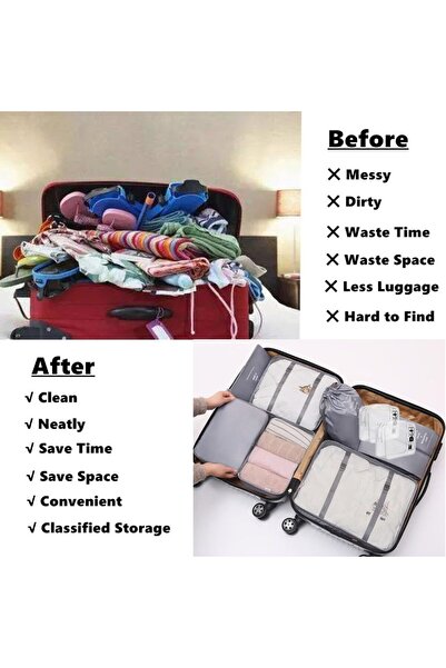 Quasar & Co. Set of 8 luggage organizer covers with 2 cosmetic bags, Quasar & Co.®, trolley accessories, anthracite gray