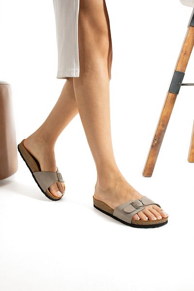 Uniqueqoop Rio-S Leather Cork Sole Orthopedic Women's Slippers