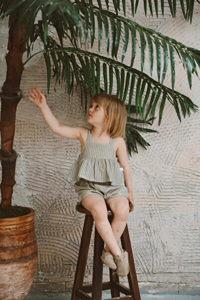 OhlalaKoala Khaki Striped Straps and Shorts Set for Girl