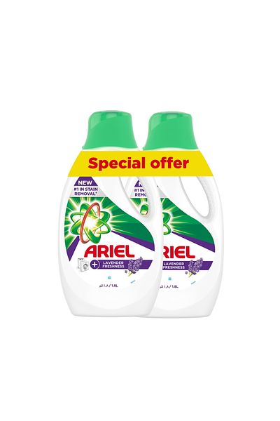 Ariel Lavender Freshness Laundry Detergent Liquid Gel Value Pack 2 x 1.8 Litres