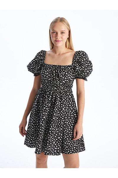LC Waikiki Rochie de damă cu guler pătrat floral (S5)