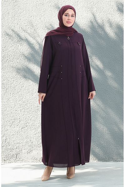 sefamerve Μεγάλο μέγεθος Μεταλλικό Φερμουάρ με Χάντρες 6148-03 Plum
