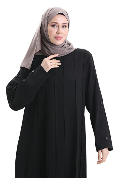 sefamerve Large Size Sewing Piece Zippered Ferace 6177-01 Black