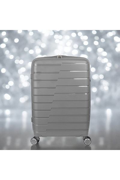 Naimeed Company Cărucior de călătorie mic, Naimeed D5965, 4 roți duble detașabile la 360 de grade, PP, gri, 37x20x48cm