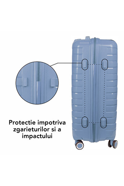 Naimeed Company Troler de călătorie XL mare, Naimeed D5963, 4 roți duble detașabile la 360 de grade, PP, Albastru, 51x29.5x70cm