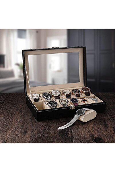 Generic 12 Grid Leather Watch Display Case Jewelry Collection Storage Organizer Box Holder