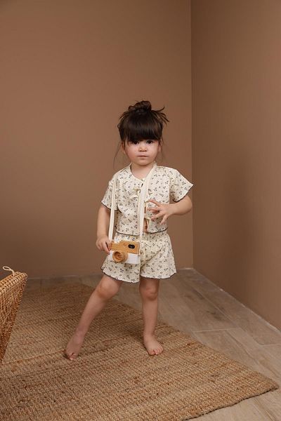 OhlalaKoala Set de pantaloni scurți pentru fete cu modele de ramuri cu șireturi