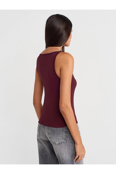 Dilvin 21048 Halter Neck Top-Burgundy