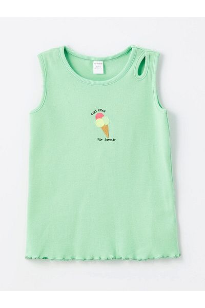 LC Waikiki Lcw Kids Green Crew Neck Baby Girl Blouse and Shorts Set of 2