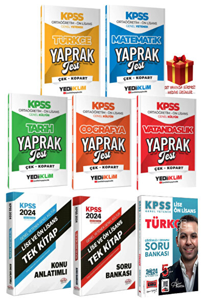 Yediiklim Yayınları 2026 Yediiklim Kpss Ortaöğretim-ön Lisans Yaprak Test Set...