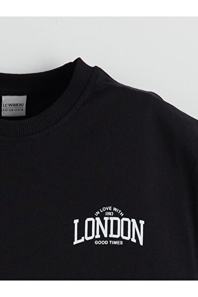 LC Waikiki LCW Kids Bisiklet Yaka London Baskılı Kız Çocuk Elbise