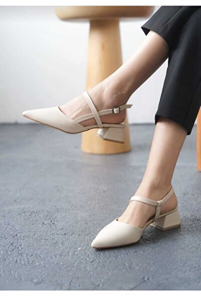 moda gim Pantofi Franco de damă cu toc mic piele bej