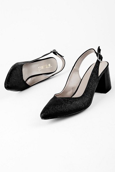 Lal Shoes & Bags Pantofi cu toc pentru femei Seven Black - Spatele deschis