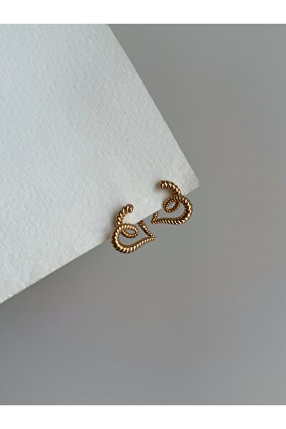 Owentis أقراط لين بتصميم على شكل قلب من الفولاذ باللون الذهبي الوردي - لا تفق...