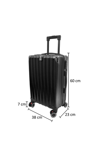 Naimeed Company Cărucior de călătorie, Naimeed D5391S, 4 roți duble 360 ​​grade, ABS, încuietoare cu combinație, Negru, 38x23x60cm