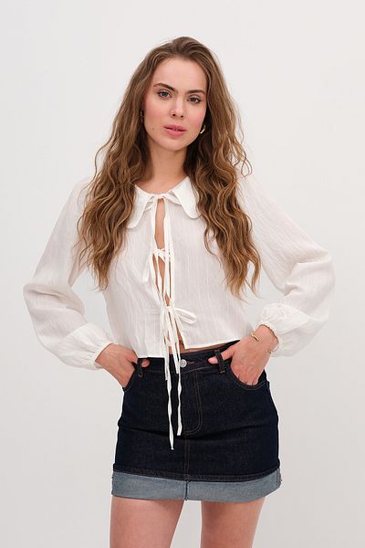 Addax Baby Collar Tie Front Modal Shirt G2048