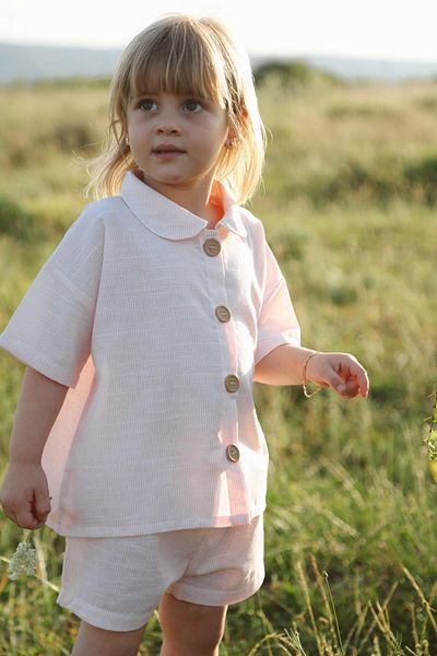 OhlalaKoala Orange Girl's Shirt and Shorts Set - Baby Collar